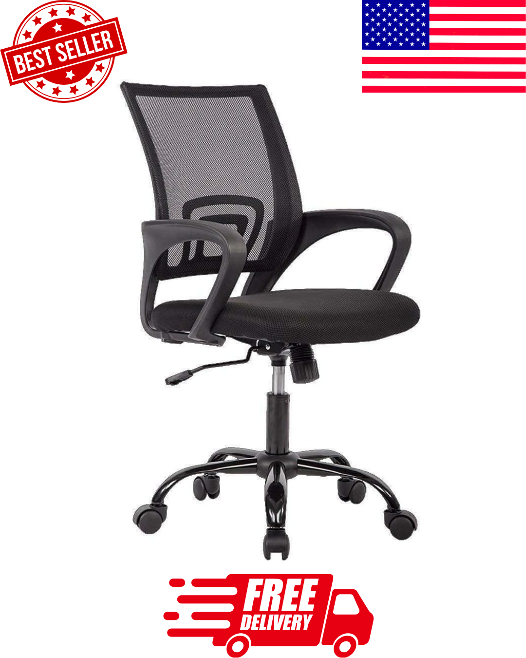 BestOffice V03 Black Ergonomic Home Office Desk Chair for Comfort and Style