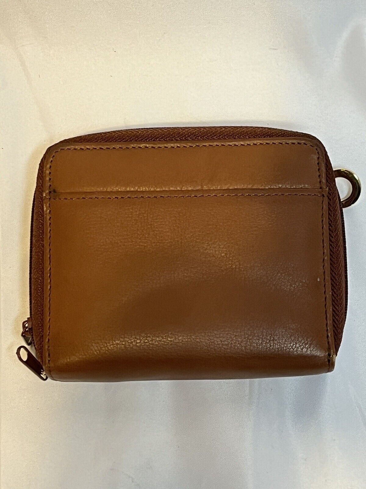 Princess Gardner Brown Tan Leather Dual Zip Around Organizer Wallet 5" x 4.5"