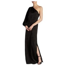 NEW $2250 JOHANNA ORTIZ Black Paradise Found One-shoulder Floral Jacquard Maxi