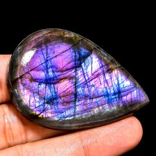 natural purple LABRADORITE pear cabochon loose gemstone 136.00 Cts. 36x54x8 mm 