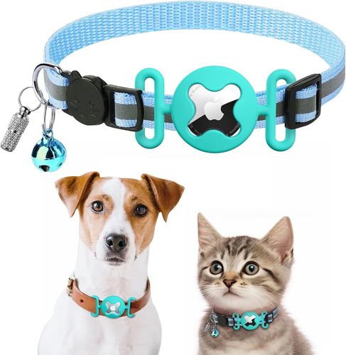 Airtag Cat Collar Breakaway with Bell and ID Tag, Reflective Safety Collar with