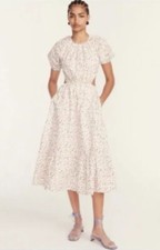 J. Crew Side-Cutout Cotton Poplin Dress Meadow Floral Short Sleeve Size 10
