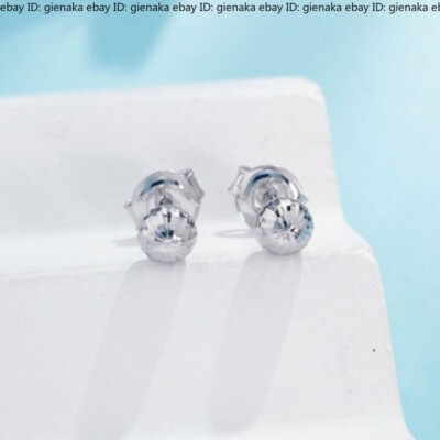 Pure Platinum PT950 950 Men Women Lucky Carved Ball Stud Earrings 1.27-1.4g