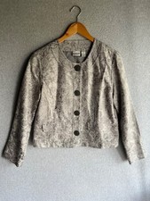 Chicos Jacket Womens 1 Gray Floral Silk Blend Office Corpcore Boho Artsy