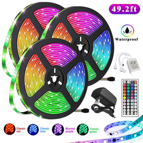 100FT Flexible 3528RGB LED SMD Strip Light Remote Fairy Lights Room TV Party Bar - Picture 15 of 17