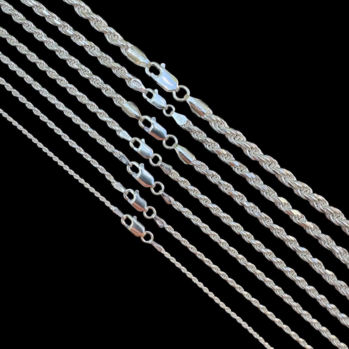 Buy Men's Women's Real Solid 925 Sterling Silver Rope Chain 1.5