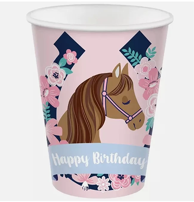 Juego de mesa de fiesta de cumpleaños para caballo montura para 8 rachas ~ tazas, platos y servilletas Foto 3 de 4