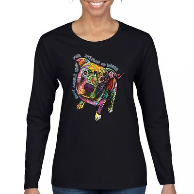 Dean Russo Pit Bull Women's Long Sleeve T-shirt Dog Paw Some Angels Have Fur