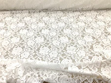 Embroidered Stretch Lace Apparel Fabric Sheer Rose Floral White FF512