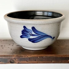 Vintage 1988 Rowe Pottery Works Handmade Salt Glazed Bowl Multiple Uses 10.5” W