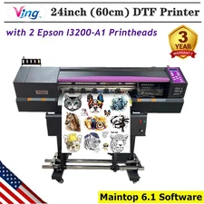 24in Direct to Film DTF Printer 2 Epson I3200-A1 Printheads Maintop Software