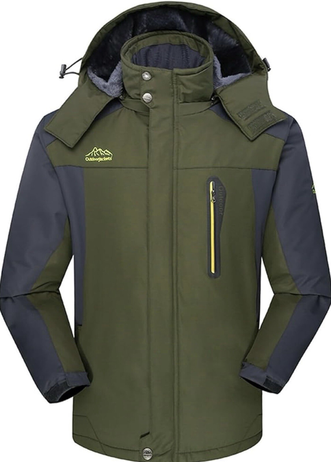 NWOT Olive & Gray Waterproof Ski Jacket - Windproof Outdoor Coat - Size M  