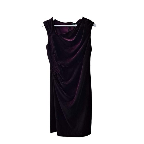 Lauren by Ralph Lauren Cocktail Dress Pleated Mesh Fit Flare Long Sleeve  Ruffle