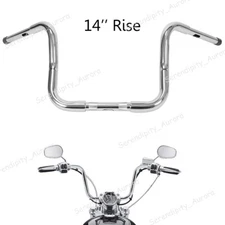 Chrome/Black 14" Rise Ape Hanger 1/4" Handlebar Fit For Harley Custom Sportster