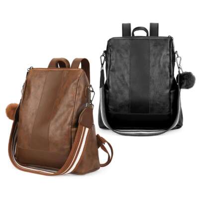 Women's Girl Faux Leather Backpack Anti-theft Shoulder Bag Purse Satchel Handbag