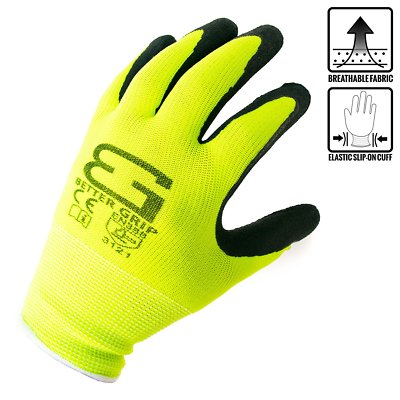 BG Ultra-Thin Knit Latex Dip Nylon Sandy Latex Coated Work Gloves(S-XL) -BGS-LM