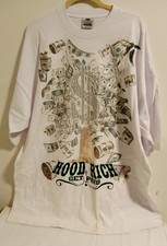 NWOT MENS 'HOOD RICH' GET PAID BLING WHITE TSHIRT SZ 4XL TALL MONEY URBAN NICE
