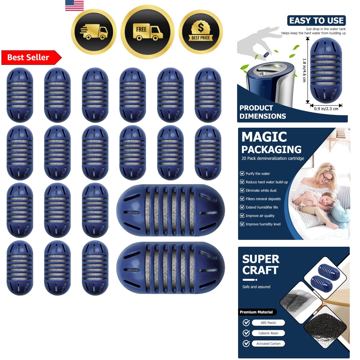 Humidifier Demineralization Cartridges 20 Pack Filter Replac