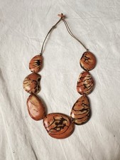 Bold Reversible Organic Tagua Nut Statement Necklace - Boho Natural Eco-Jewelry