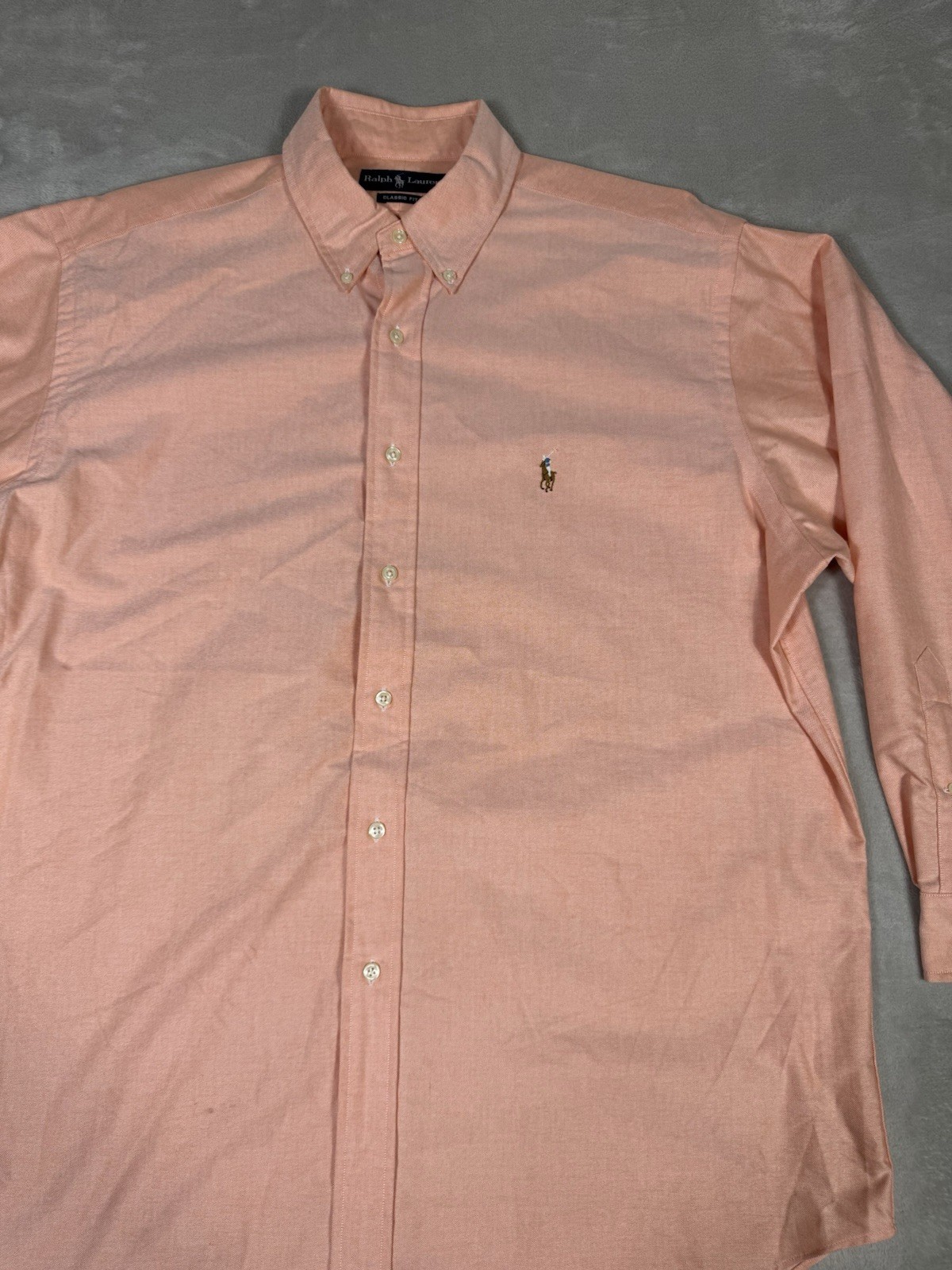 Ralph Lauren camicia uomo XXL salmone vestibilità classica manica lunga carne pony 16 32 33