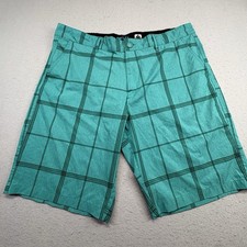 OPflex 4 Way Stretch Men's Sz 38 Teal Plaid OP Flex Ocean Pacific Shorts