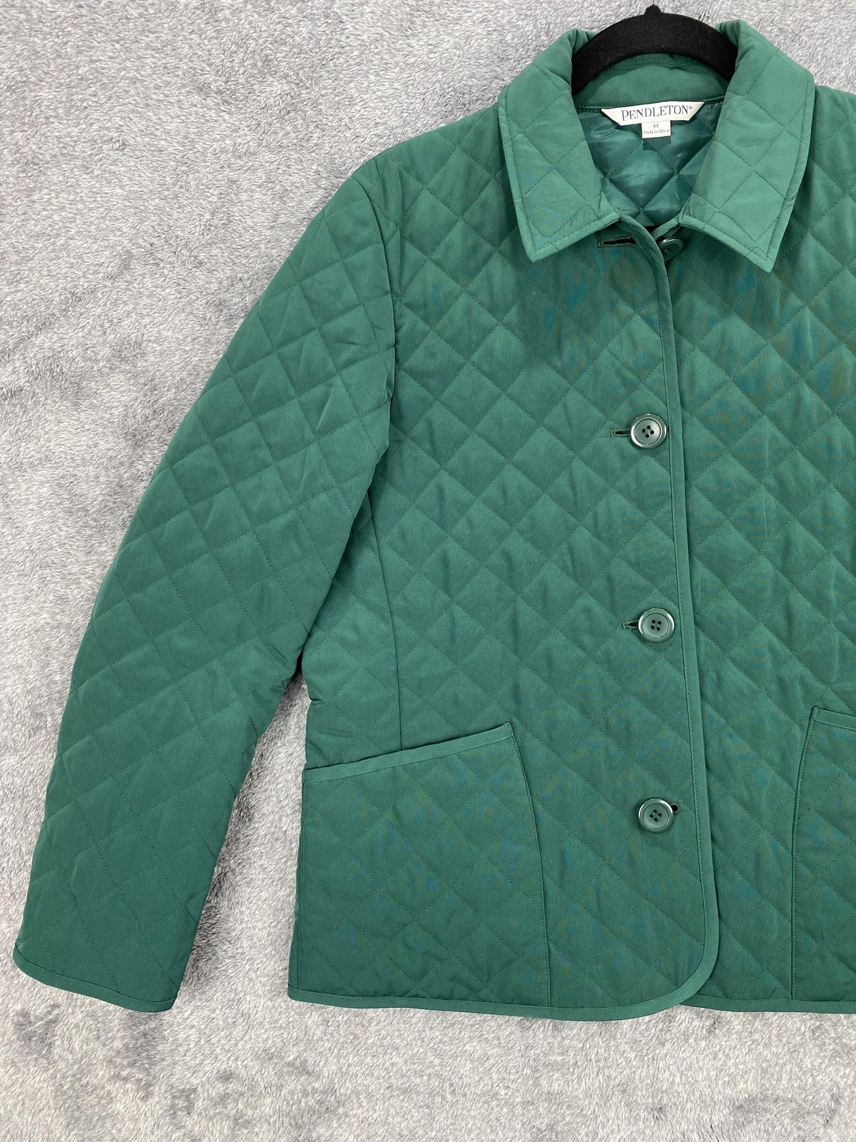 Pendleton Jacket Womens Medium Green Quilted Butt… - image 2
