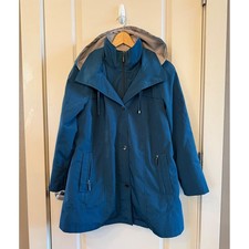 Coldwater Creek Teal All-Season Jacket Removable Lining Hood PS Petite Small