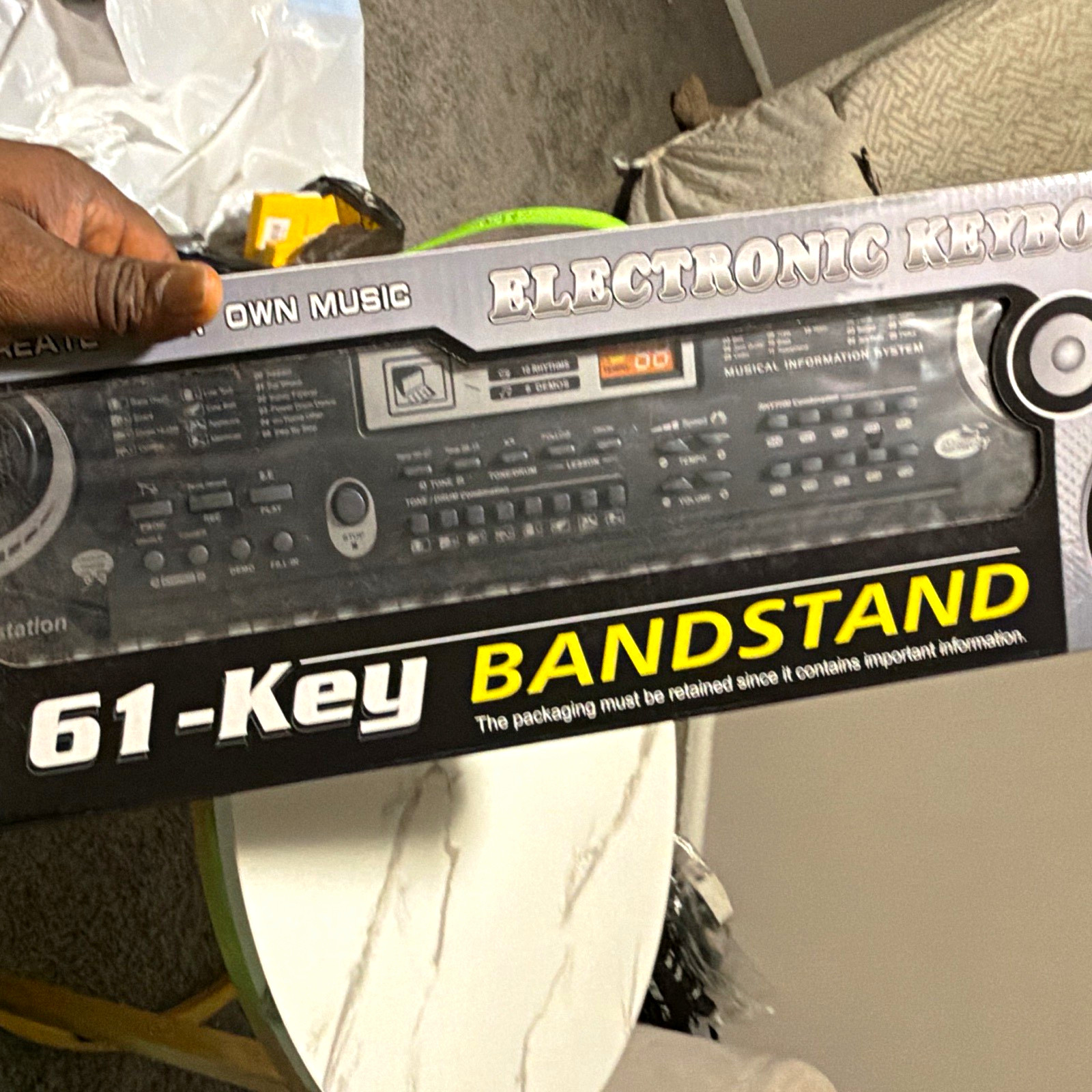 Own Music 61-Key Bandstand Synth Electronic Keyboard, Black w/ Stand (2021)