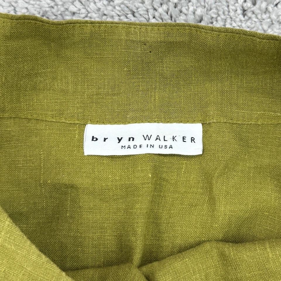 Bryn Walker Linen Top Women's 1X Olive Lagenlook Mature Boxy Tunic Lagom Loose - Image 2 of 4