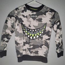 Hurley Youth Boys Black Camo Long Sleeve Pullover Sweatshirt Size 5-6 Years