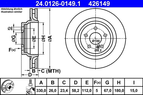 2X Bremsscheibe ATE 24.0126-0149.1 FüR SL Mercedes W221 R230 Klasse C216 V221-image