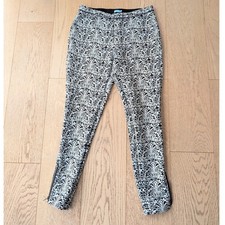 J McLaughlin Black White Damask Print Skinny Leg Zipper Ankle Pants Leggings Med