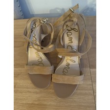 Sam Edelman Sammy Block Heel Suede Sand Beige Size 10
