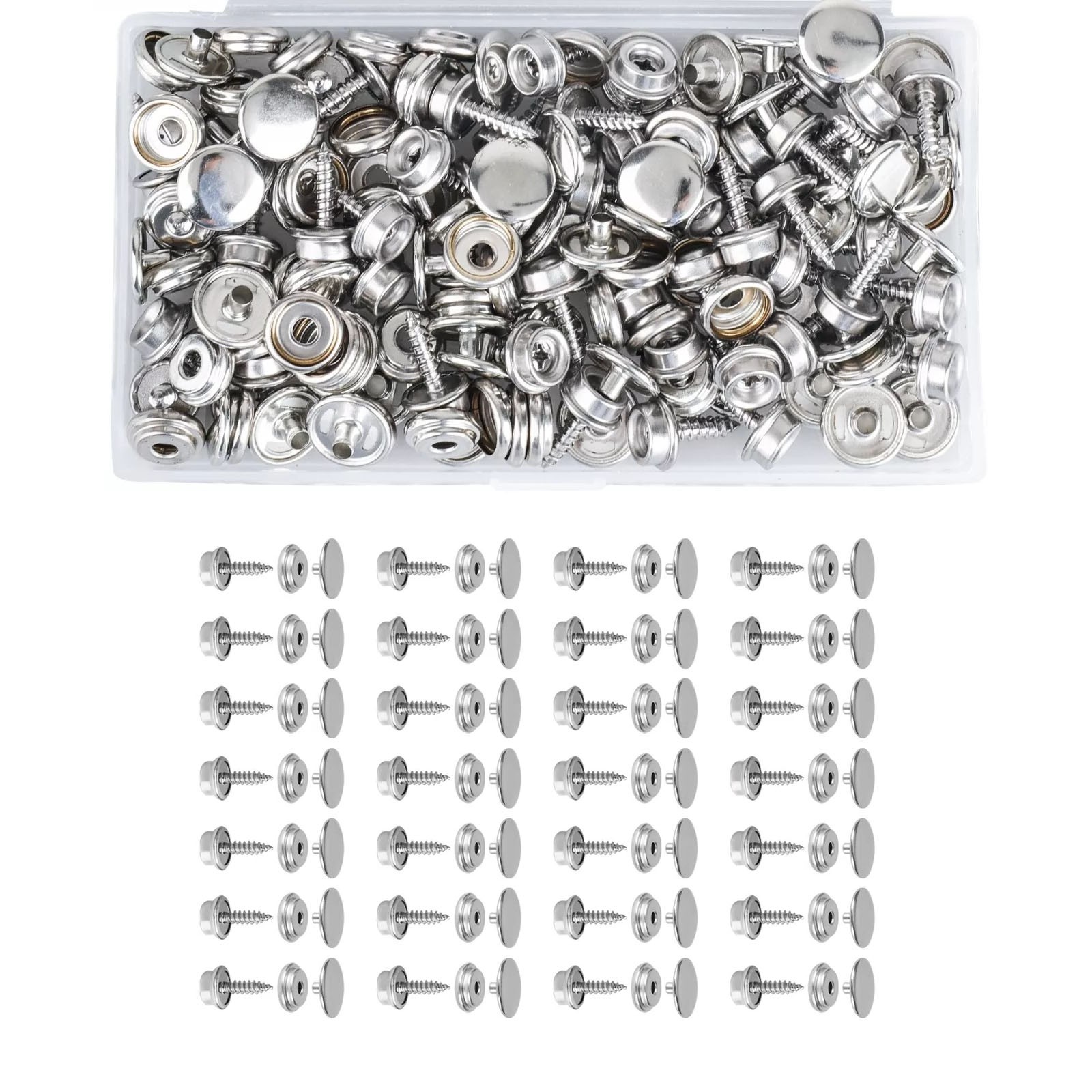 50 Set Stainless Steel Boat Marine Canvas Snap Cover Button Socket Fastener Kit