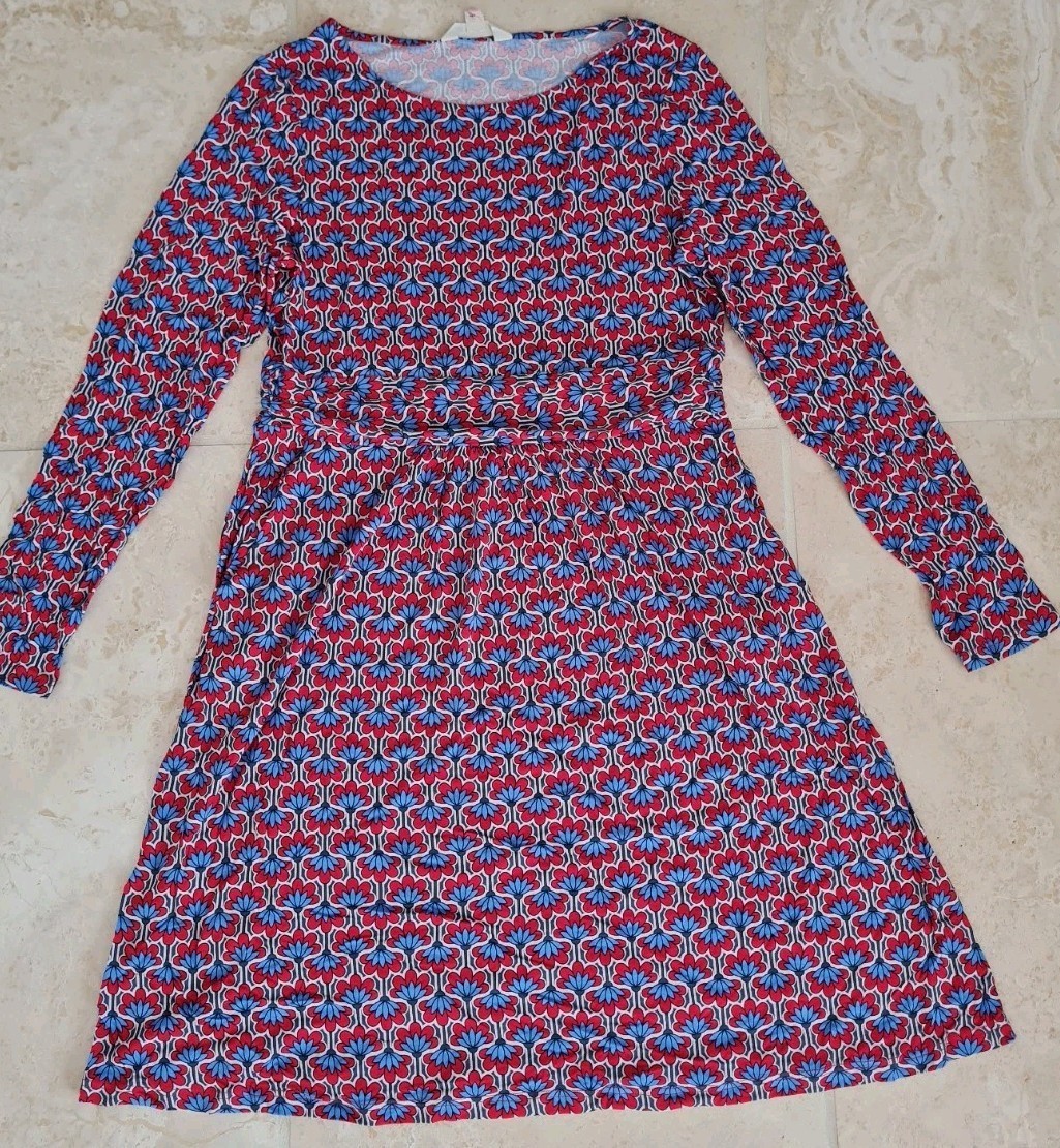BODEN Abigail Jersey Dress Floral Long Sleeve J0493 SIZE UK 14P BRAND NEW  D41
