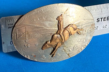 Vintage German Silver Western Cowboy Bull rider Rodeo Belt Buckle
