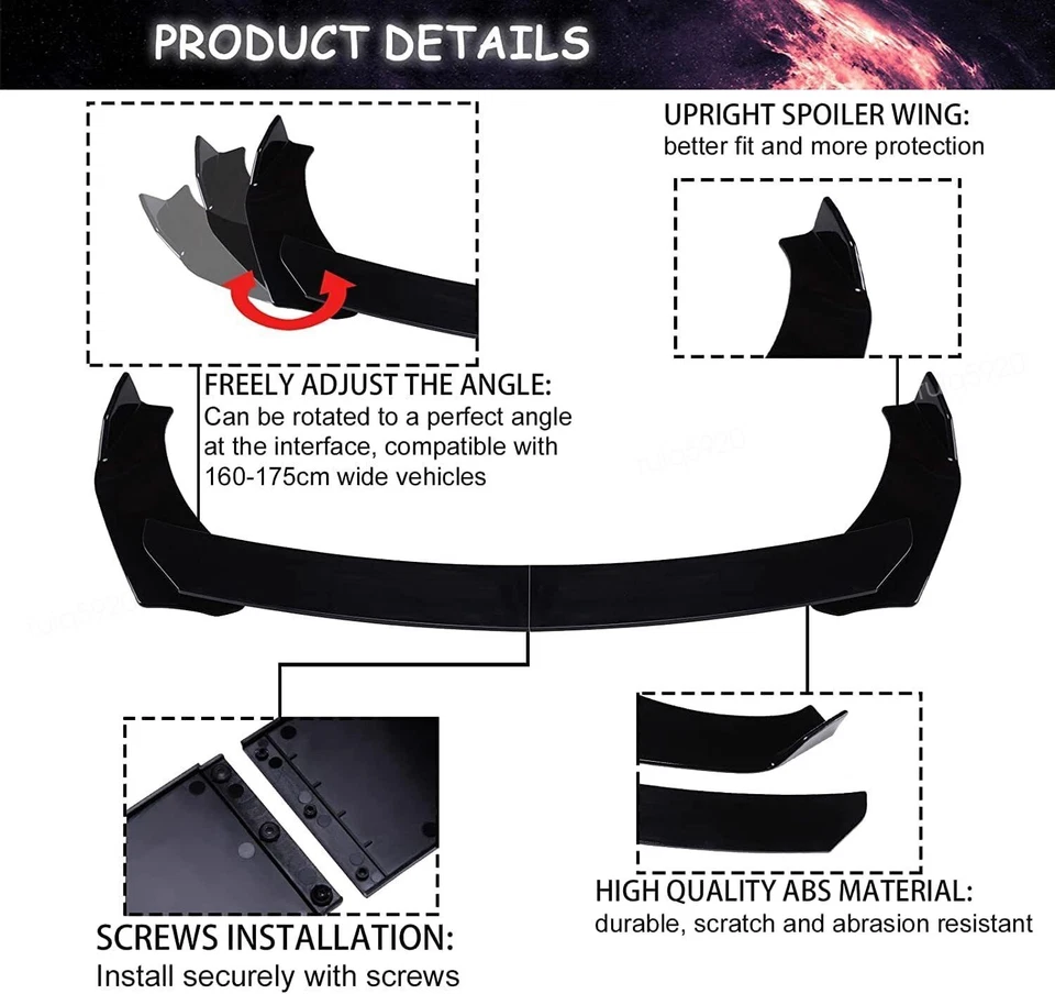 For Chrysler 200 2011-2017 Front Bumper Lip Spoiler Splitter+Side Skirt+Rear Lip - Изображение 4 из 4