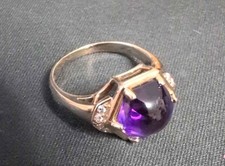 14k Amethyst and Diamond Yellow Gold Ring