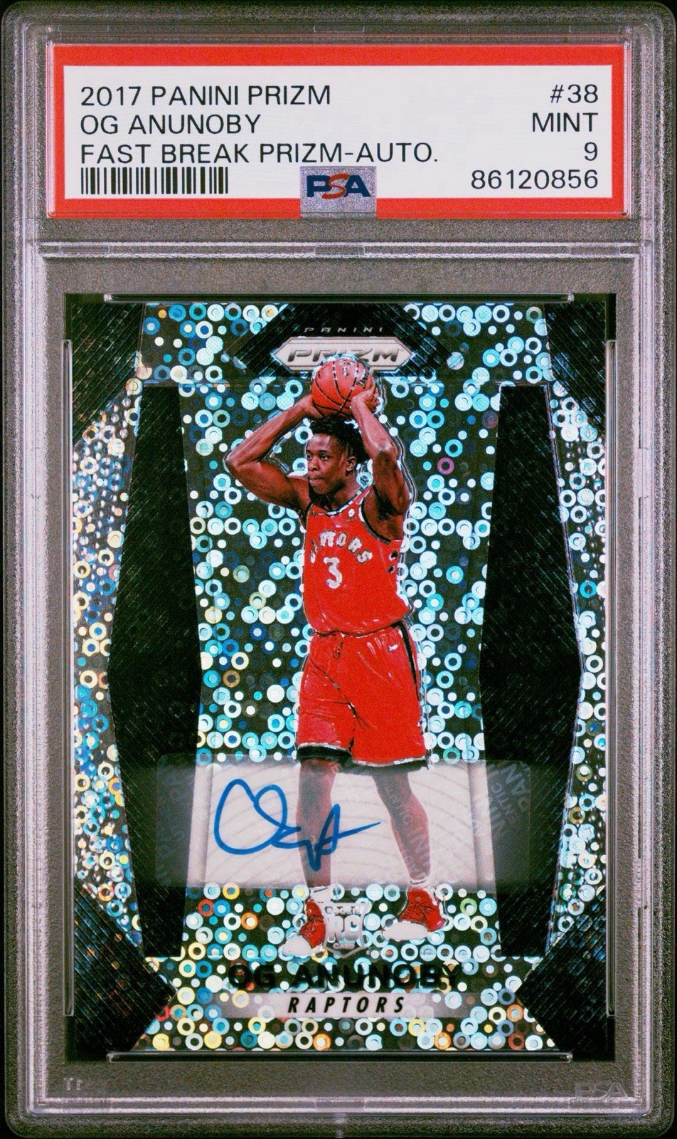 2017-18 Panini Prizm Fast Break Disco OG Anunoby #38 RC Auto PSA 9 Mint