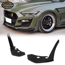 Fits 15-23 Ford Mustang GT500 Style Front Bumper Lip Side Corner Winglets PP