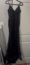 Black Sequin Lace Long Gown Sleeveless V-Neck Formal Dress
