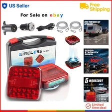Wireless Trailer Lights Magnetic Rechargeable Waterproof LED Kit for Towing