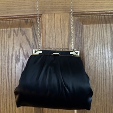 VINTAGE HL Harry Levine Black Evening Purse w/ Clasp Closure Handbag USA