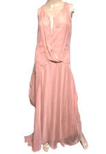 Vera Wang Vintage Salmon Pink Chiffon Draped Long Maxi Gown Dress EU 36 / US 2