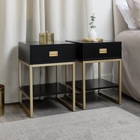 Pair of One Drawer Bedside Tables Elle Black Range bedroom furniture storage set