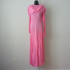 Ethereal Boho Cotton Flowy Fairy Peasant Maxi Dress OS Pink
