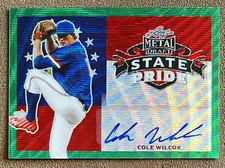 2020 Leaf Metal Draft State Pride Green Wave Autograph 1 /5 Cole Wilcox #SP-CW1