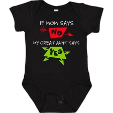Inktastic If Mom Says No, My Great Aunt Says Yes Baby Bodysuit Funny Auntie Red