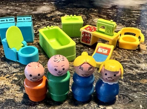 Vintage Little People Utility Set #725 For Play House Green Tub 70s