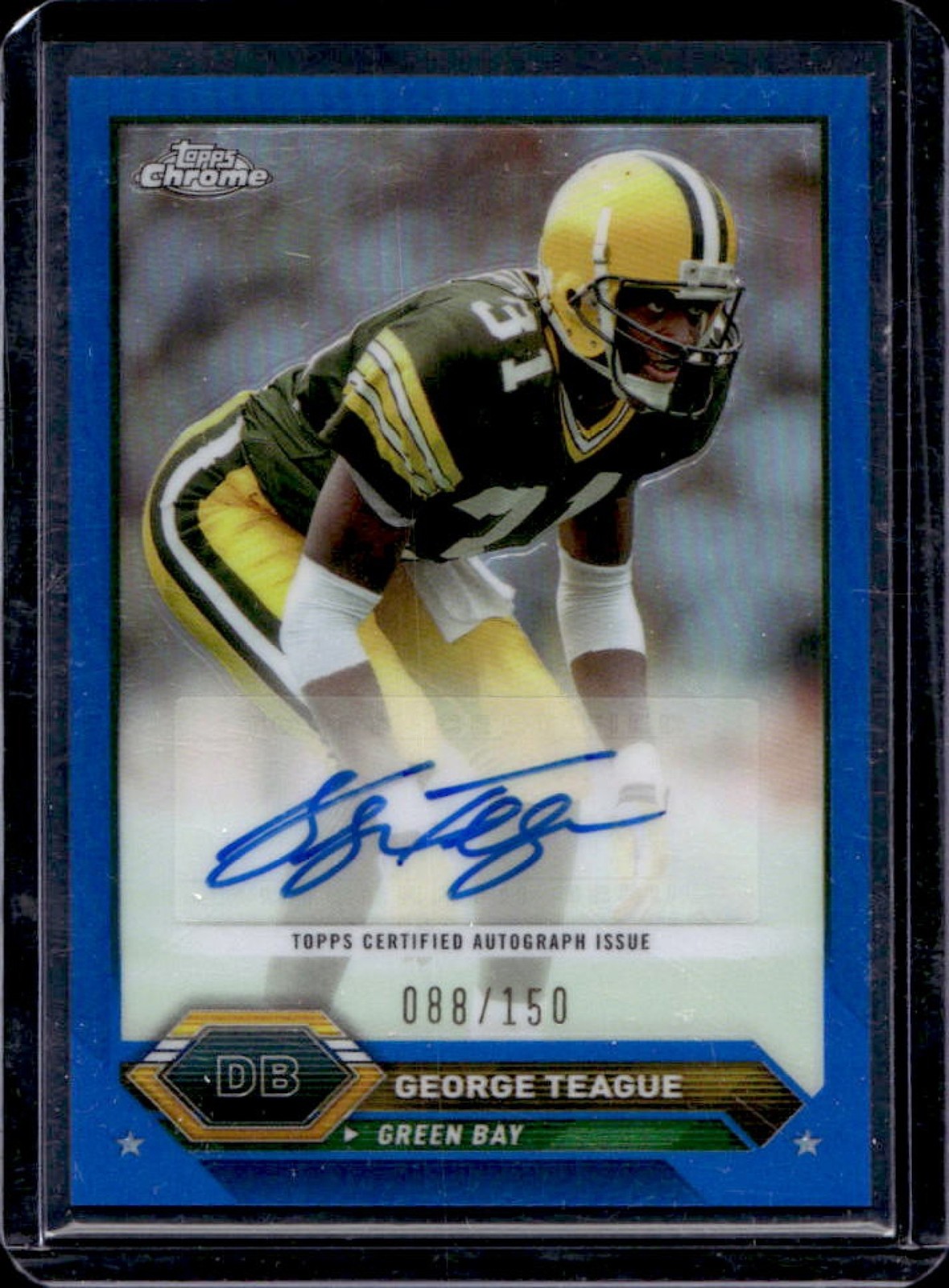 2023 Topps Composite George Teague Chrome Auto Refractor Blue #88/150 Packers